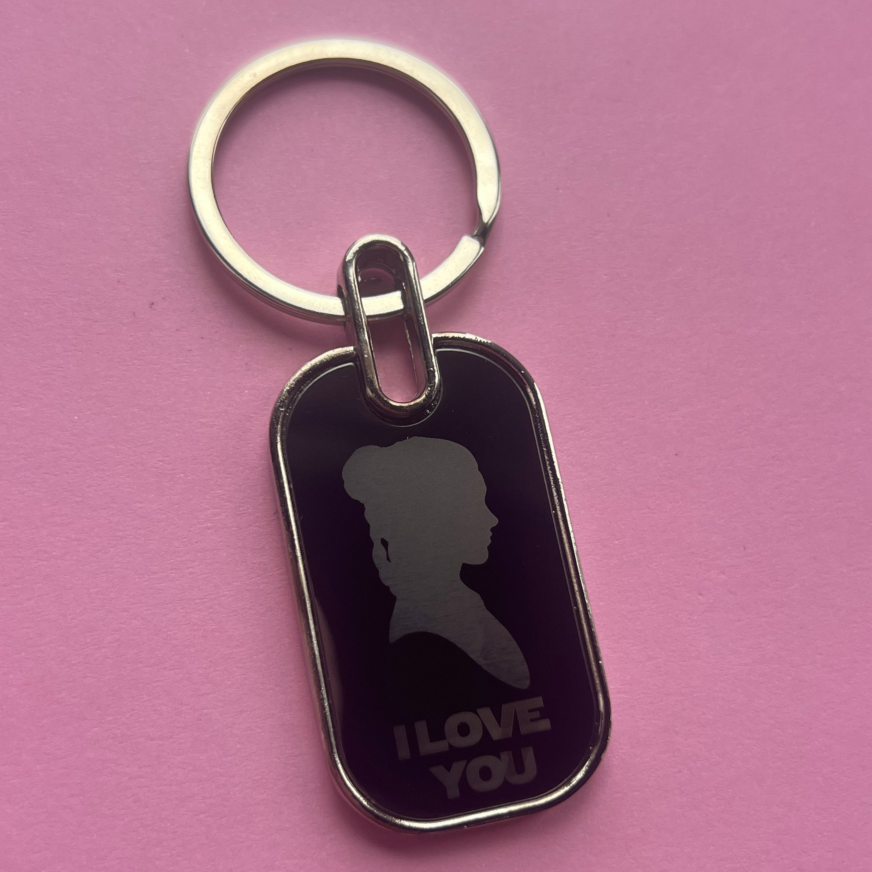 Personalised black mirror metal keychain