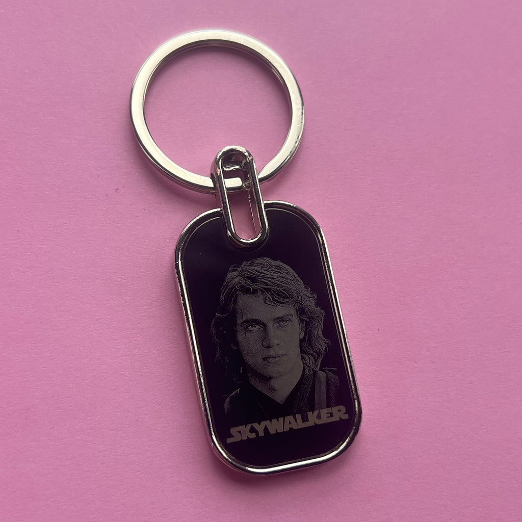 Personalised black mirror metal keychain