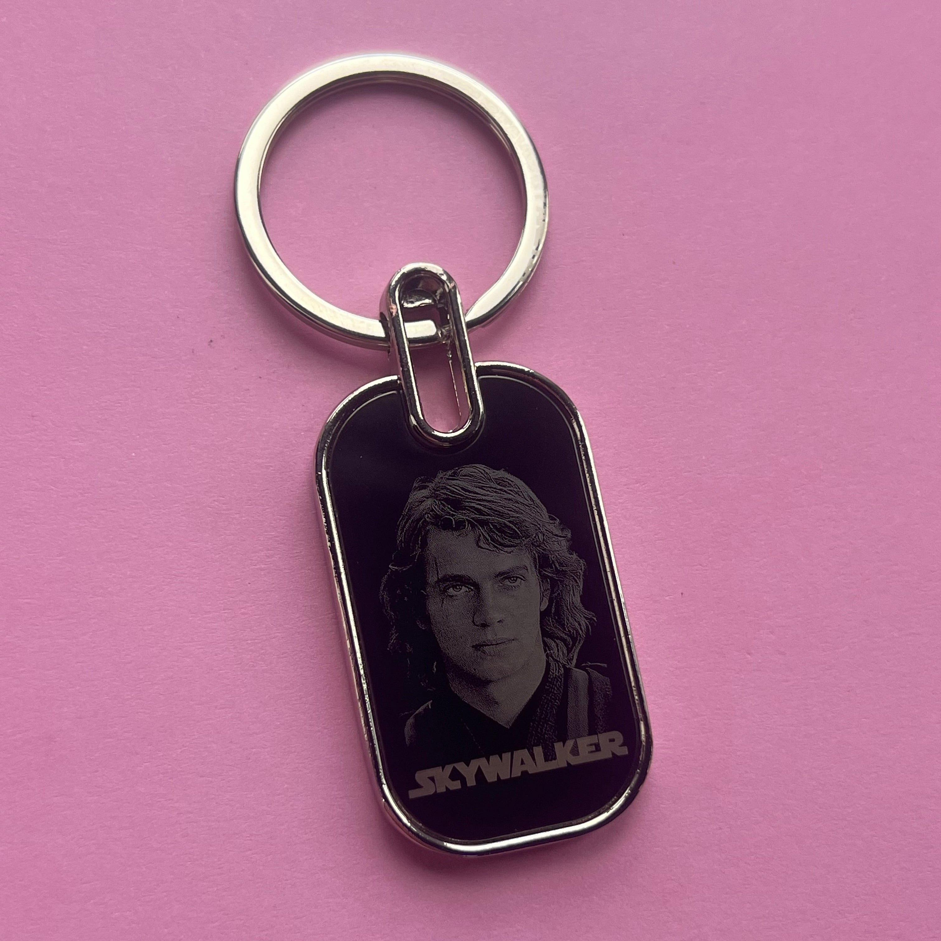 Personalised black mirror metal keychain