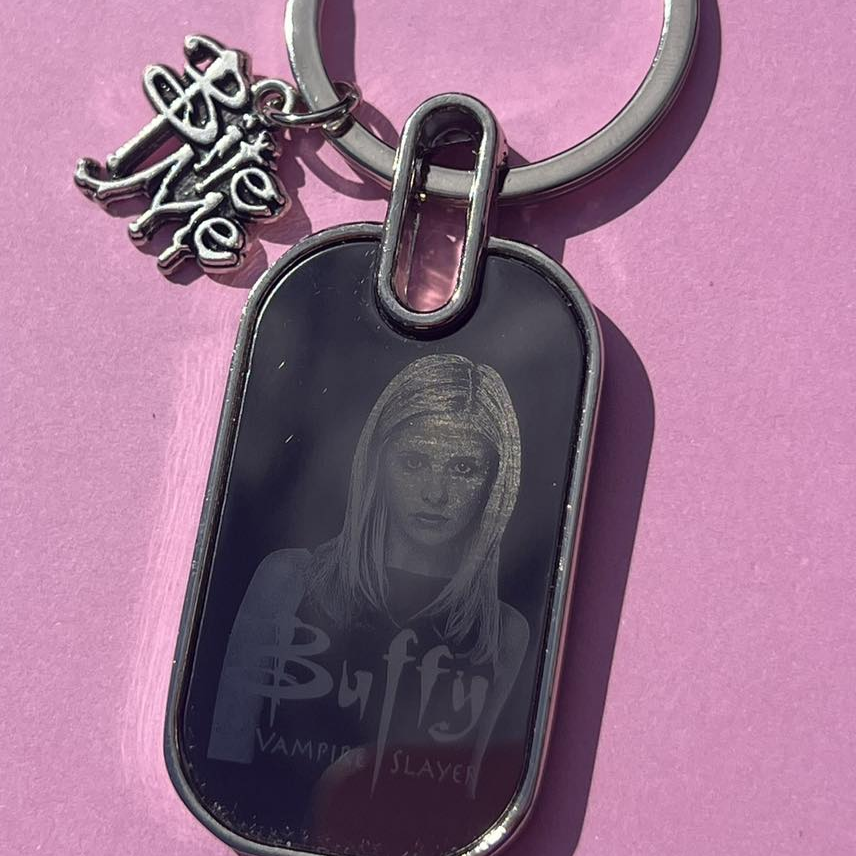 Buffy the vampire slayer double sided engraved keychain