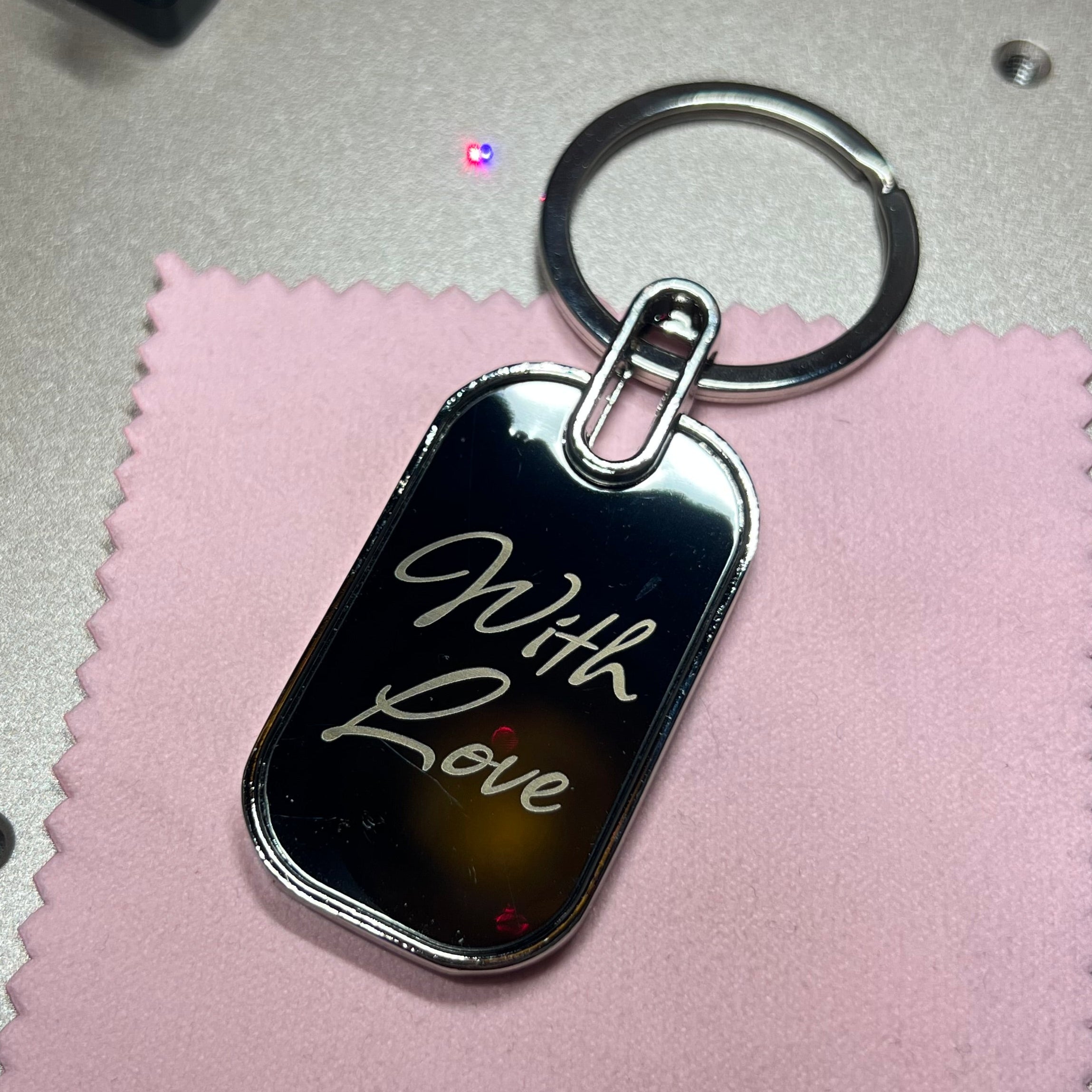 Personalised black mirror metal keychain