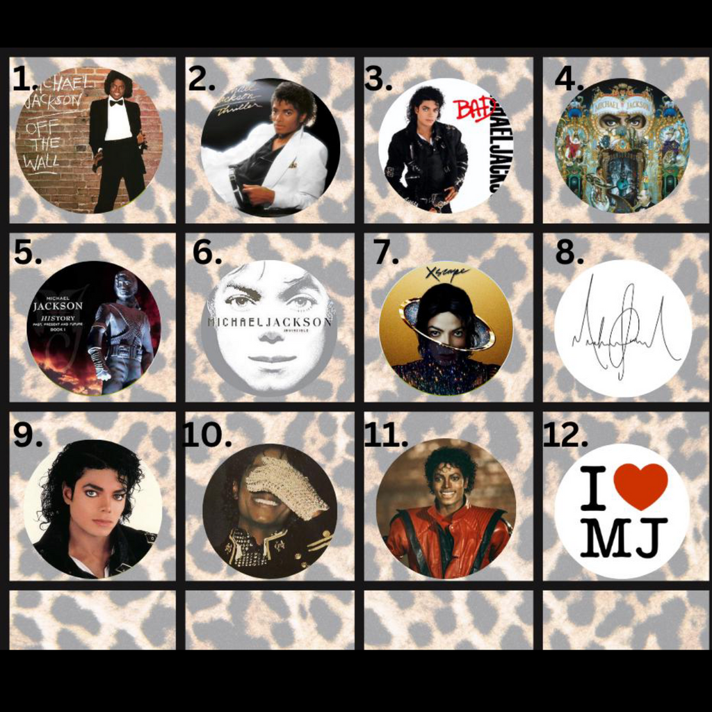 Michael Jackson pins, fridge magnets and bottle openers