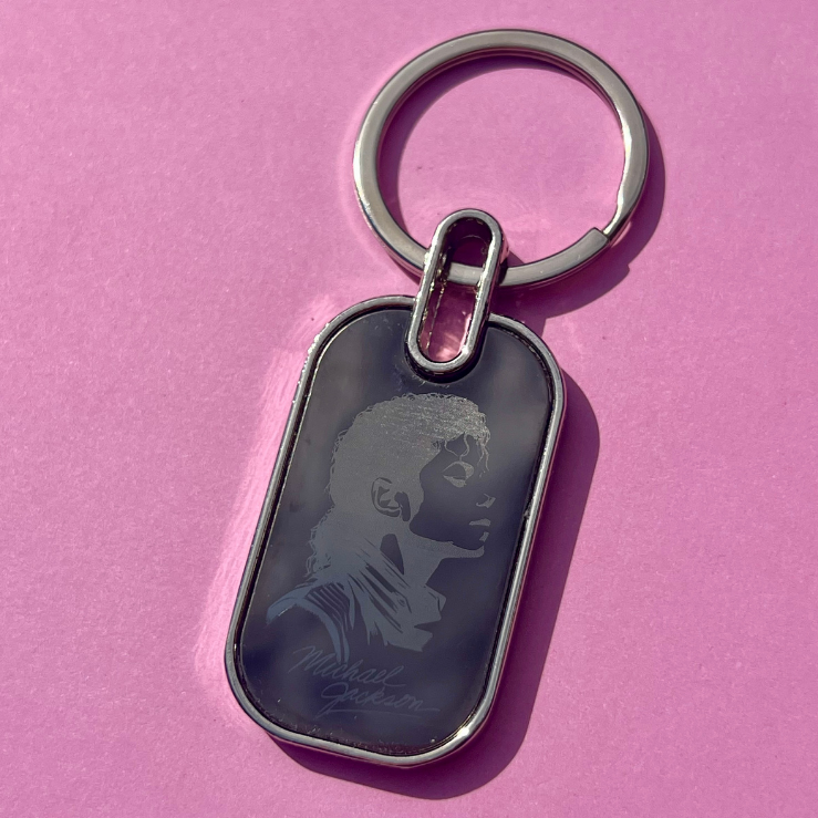 Michael Jackson engraved double sided keychain